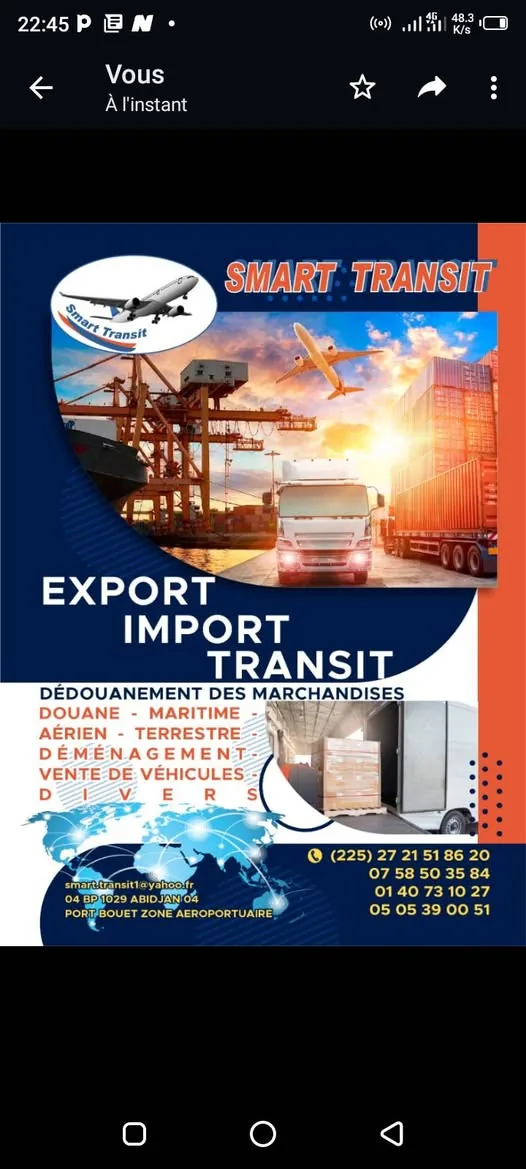 Conteneur pris en charge par SMART TRANSIT